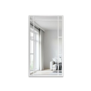 Miroir de loft avec meneaux dans un cadre blanc - SET