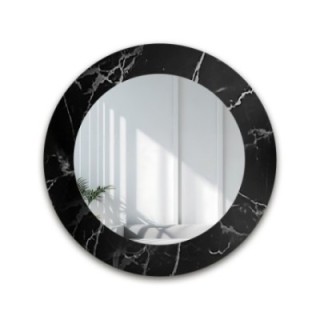 Miroir rond sur marbre noir et argenté – MARBLE MURASO