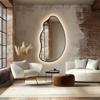 Miroir de forme organique dans un cadre avec éclairage - TOPAZ IN LED FRAME