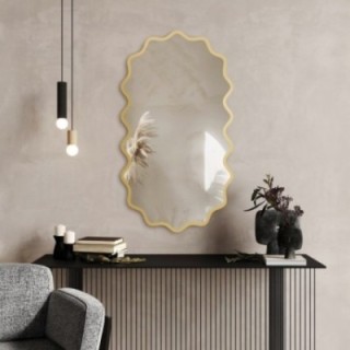 Miroir ovale dans un cadre MDF ondulé – AQUARELLE ELORA