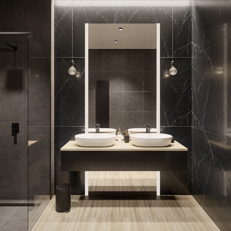 Miroir rectangulaire en deux parties avec éclairage - MELA LED