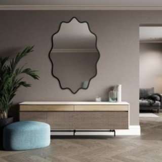 Miroir elliptique dans un cadre MDF ondulé – AQUARELLE ELVA