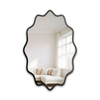 Miroir elliptique dans un cadre MDF ondulé – AQUARELLE ELVA