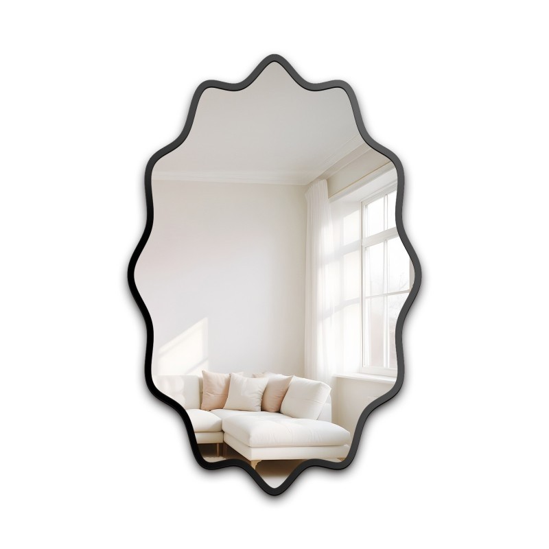 Miroir elliptique dans un cadre MDF ondulé – AQUARELLE ELVA