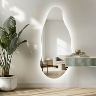 Miroir de forme irrégulière avec découpe d'armoire et éclairage - BARYT LED