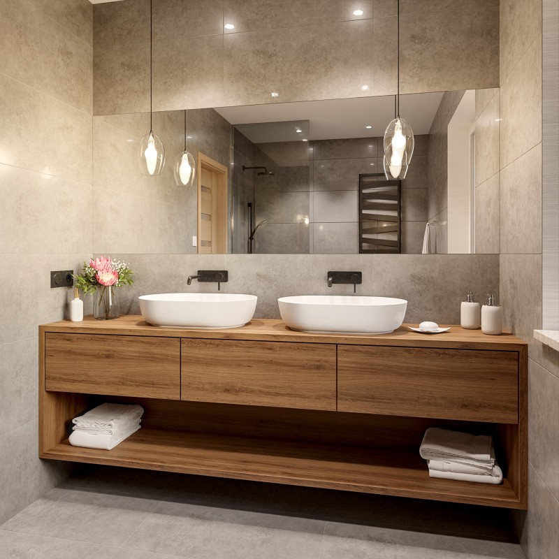 Miroir de salle de bain à bords coupés - coupé sur mesure