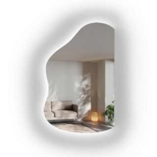 Miroir organique avec côté coupé et éclairage LED - STONE LED côté coupé