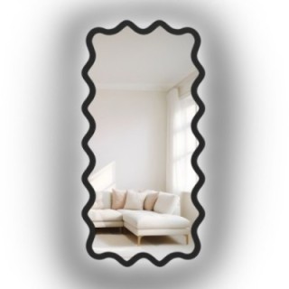 Miroir rectangulaire avec cadre ondulé en MDF et éclairage intégré - AQUARELLE MARELLA LED