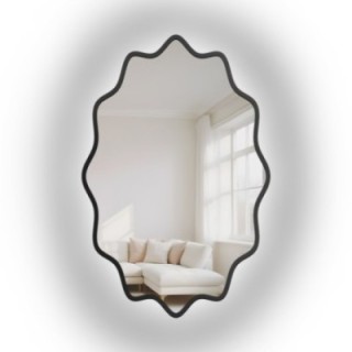 Miroir elliptique dans un cadre ondulé en MDF avec éclairage intégré - AQUARELLE ELVA LED