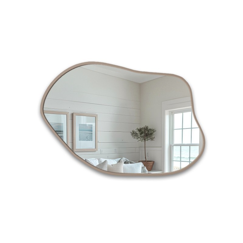 Miroir aux formes organiques dans un cadre en MDF couleur cachemire - MARIS FOAM DANS SON CADRE