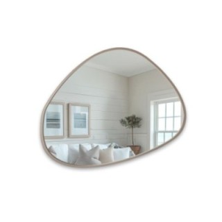 Miroir aux formes organiques dans un cadre en MDF couleur cachemire - MARIS SAND DANS SON CADRE
