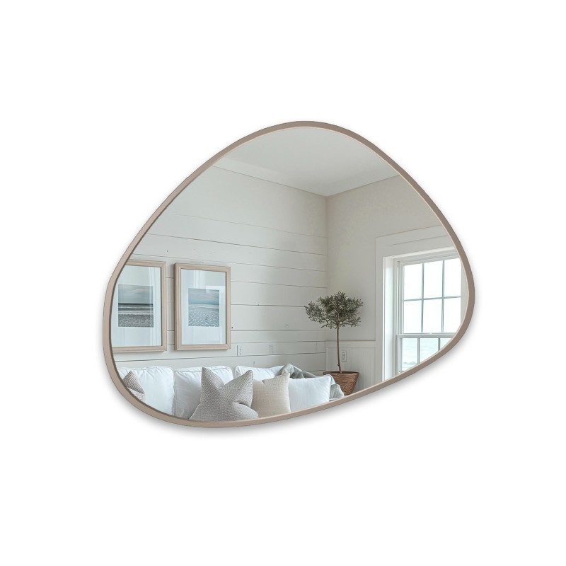 Miroir aux formes organiques dans un cadre en MDF couleur cachemire - MARIS SAND DANS SON CADRE