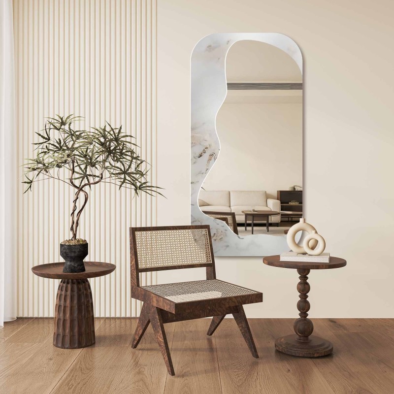Miroir irrégulier sur marbre blanc et doré – MARBLE ZARI