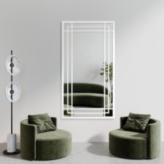 Miroir de loft avec meneaux dans un cadre blanc - BERNARD