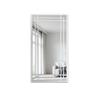 Miroir de loft avec meneaux dans un cadre blanc - BERNARD