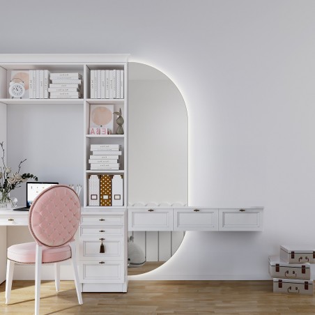 Miroir rond dans un cadre en MDF noir mat avec éclairage - OTTO LED - couleur de cadre au choix