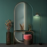 Miroir rond décoratif avec meneaux style loft - ELENA