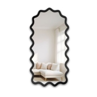 Miroir semi-ovale dans un cadre MDF ondulé – AQUARELLE SONA