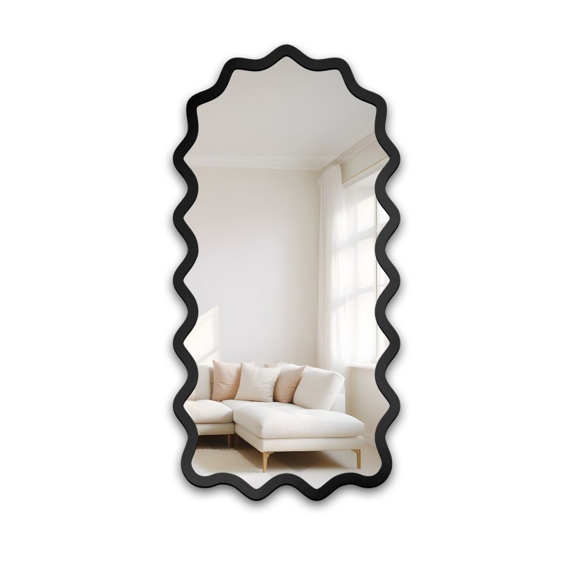 Miroir semi-ovale dans un cadre MDF ondulé – AQUARELLE SONA