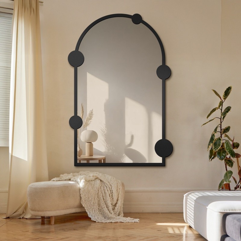 Miroir semi-ovale avec roulettes sur cadre mdf - ARCULA - couleur du cadre au choix