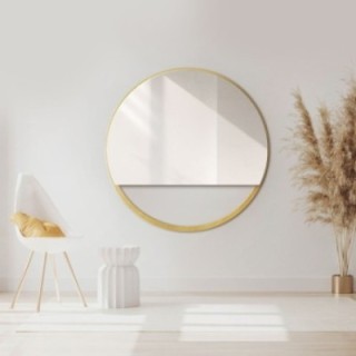 Miroir rond en MDF doré cadre SLIM avec espace libre - OLENA