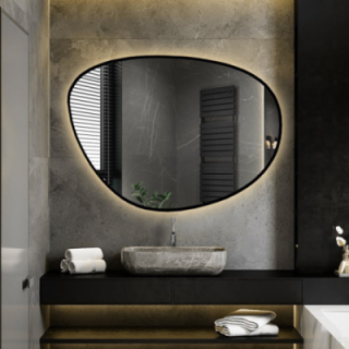 Miroir de forme irrégulière dans un cadre avec éclairage - AGAT IN LED FRAME