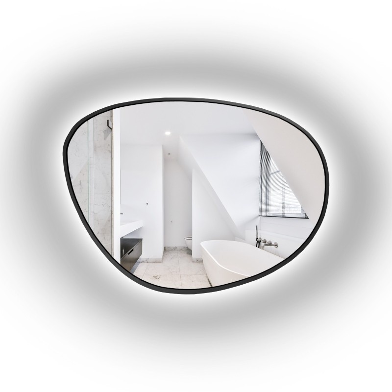 Miroir de forme irrégulière dans un cadre avec éclairage - AGAT IN LED FRAME