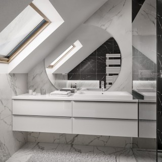 Miroir rond sous pente avec côtés biseautés – OLGA