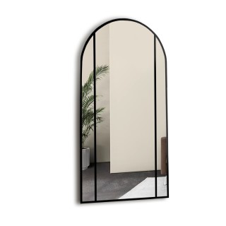 Miroir semi-ovale avec meneaux dans un cadre en mdf loft - ARO - couleur du cadre au choix