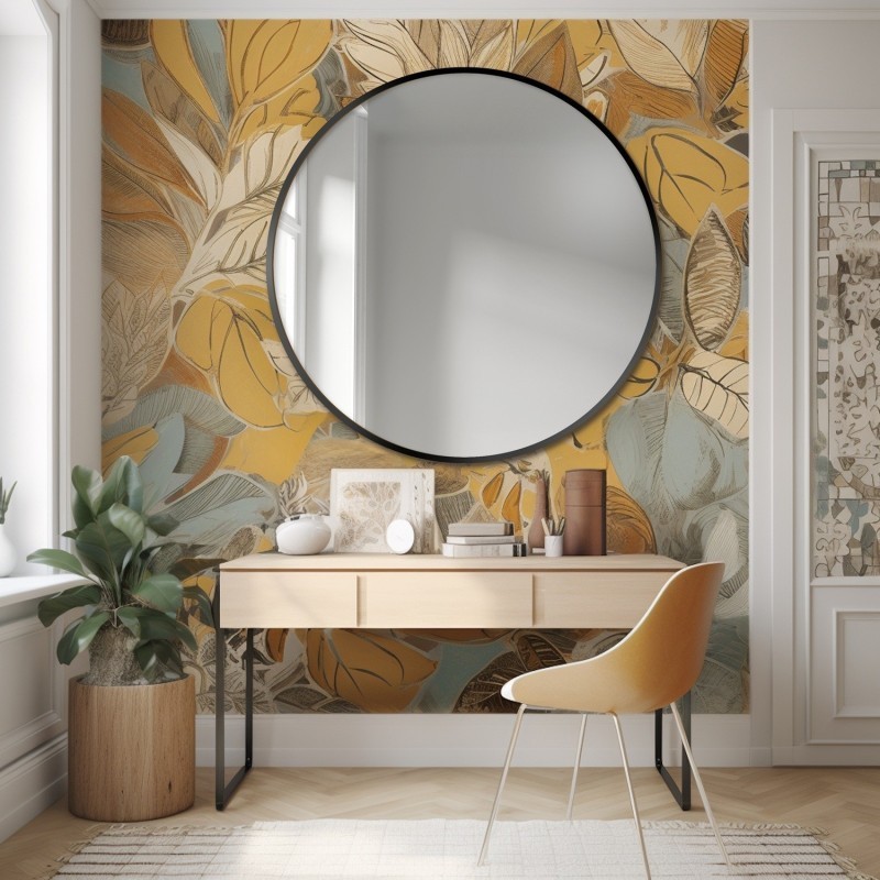 Miroir rond dans un cadre MDF SLIM doré - OTYLIA - couleur du cadre au choix
