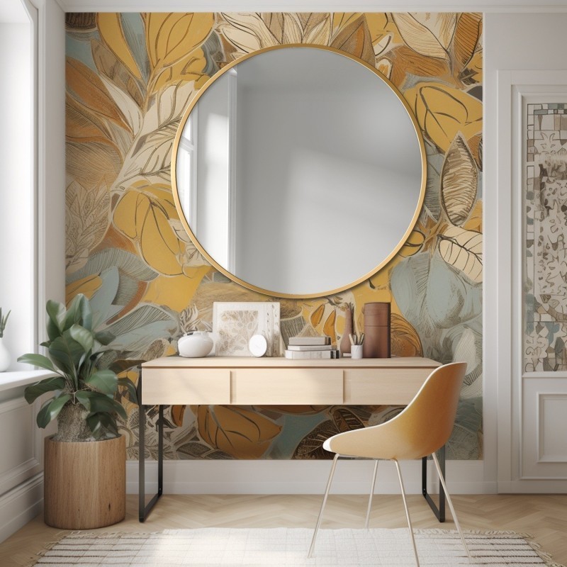 Miroir rond dans un cadre MDF SLIM doré - OTYLIA - couleur du cadre au choix