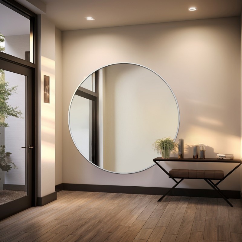 Miroir rond dans un cadre MDF SLIM doré - OTYLIA - couleur du cadre au choix