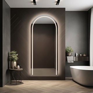 Miroir de salle de bain semi-ovale avec éclairage - PLATO LED