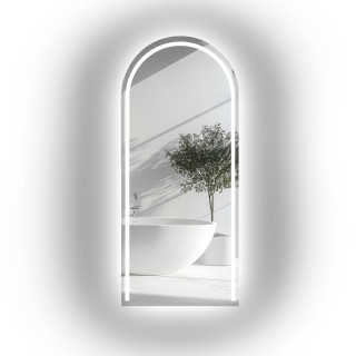 Miroir de salle de bain semi-ovale avec éclairage - PLATO LED