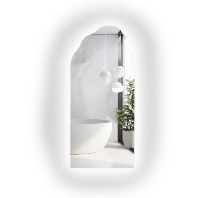 Miroir semi-ovale avec forme organique et éclairage - AURO LED 1