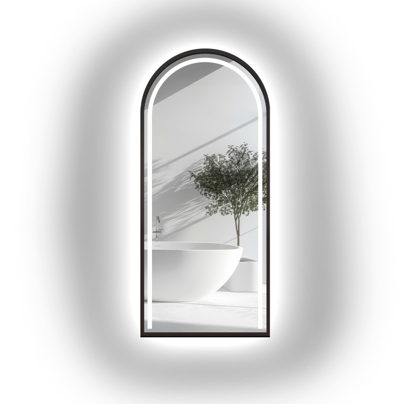 Miroir semi-ovale avec éclairage dans un cadre en mdf - PLATO IN LED FRAME