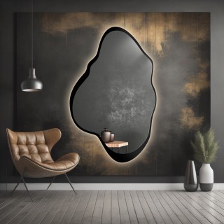 Miroir de forme irrégulière dans un cadre en mdf avec éclairage - POCO IN LED FRAME