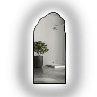 Miroir semi-ovale de forme organique dans un cadre avec éclairage - AURO IN LED FRAME 1