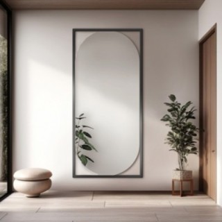 Miroir ovale moderne avec cadre en bois - RENA