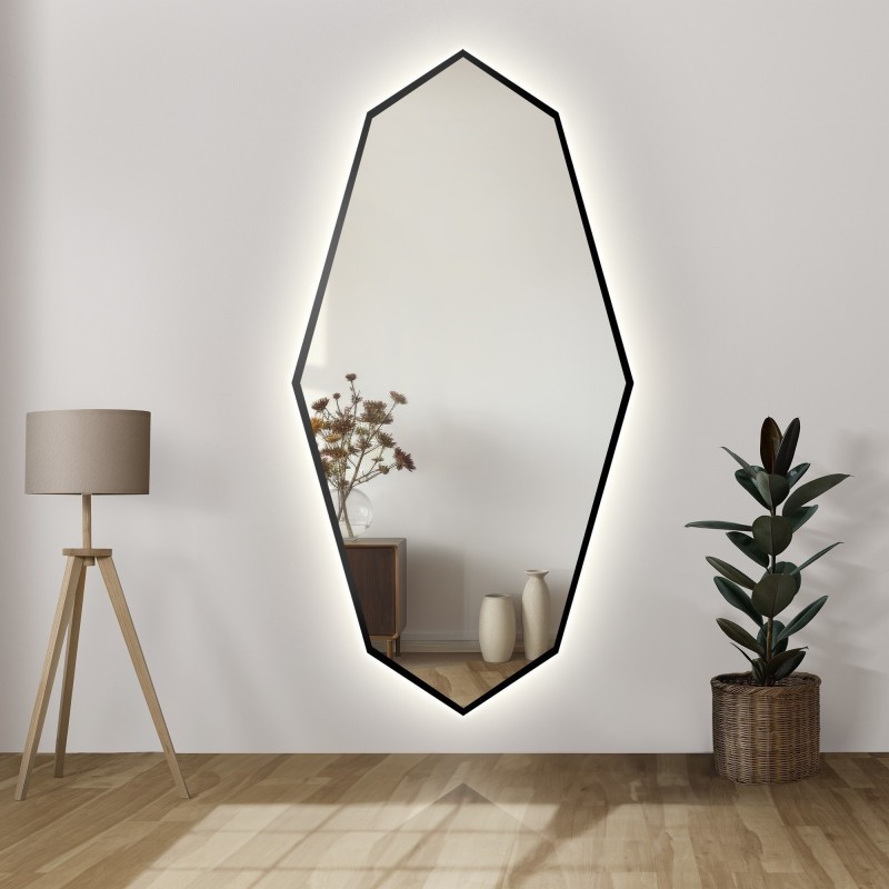 Miroir décoratif de forme organique aiguë dans un cadre avec éclairage - RIOLIT IN LED FRAME