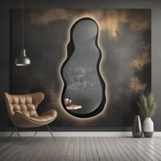 Miroir de forme irrégulière dans un cadre en mdf avec éclairage - RISOL IN LED FRAME