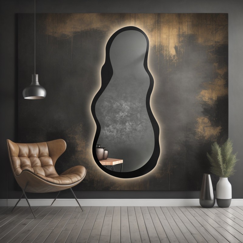 Miroir de forme irrégulière dans un cadre en mdf avec éclairage - RISOL IN LED FRAME