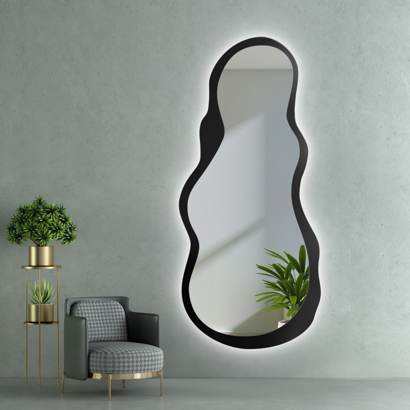Miroir de forme irrégulière dans un cadre en mdf avec éclairage - RISOL IN LED FRAME