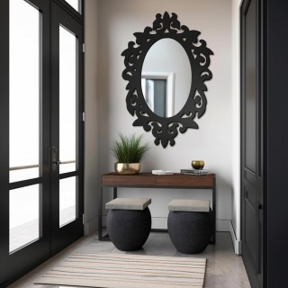 Miroir dans un cadre ajouré en MDF pour une coiffeuse -ROMA- couleur du cadre au choix