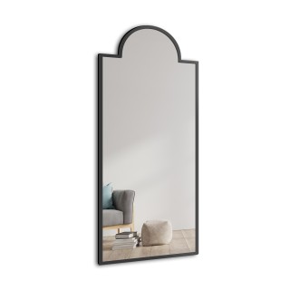 Miroir décoratif semi-ovale dans un cadre MDF noir - ROSANO