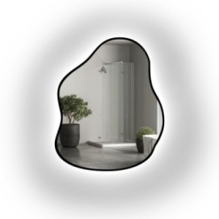 Miroir de forme organique dans un cadre avec éclairage - STONE IN LED FRAME