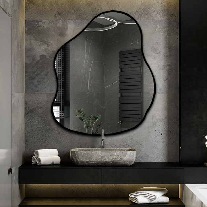 Miroir de forme organique dans un cadre - STONE IN A FRAME