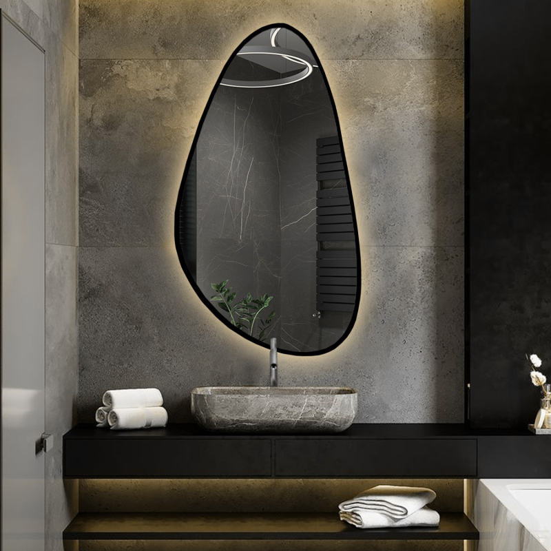 Miroir de forme irrégulière dans un cadre avec éclairage - SYDERYT IN LED FRAME