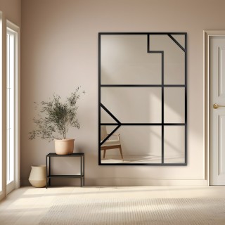 Miroir de loft avec meneaux - TAMARA - couleur du cadre au choix