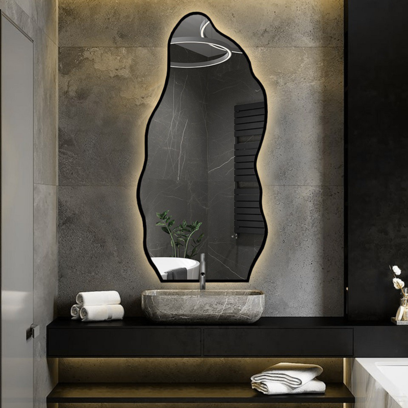 Miroir de forme organique dans un cadre avec éclairage - AURO IN LED FRAME 2